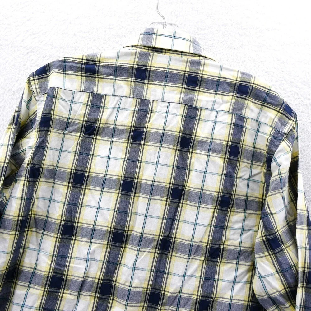 Banana Republic Button Up Shirt Mens Medium Slim Yellow Plaid Cotton Button Down